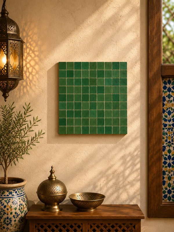Handmade Unicolor Moroccan Zellige -  Fez Handmade Clay Tile Moroccan Zellige - Zellige Floor Tiles - Zellige Tiles