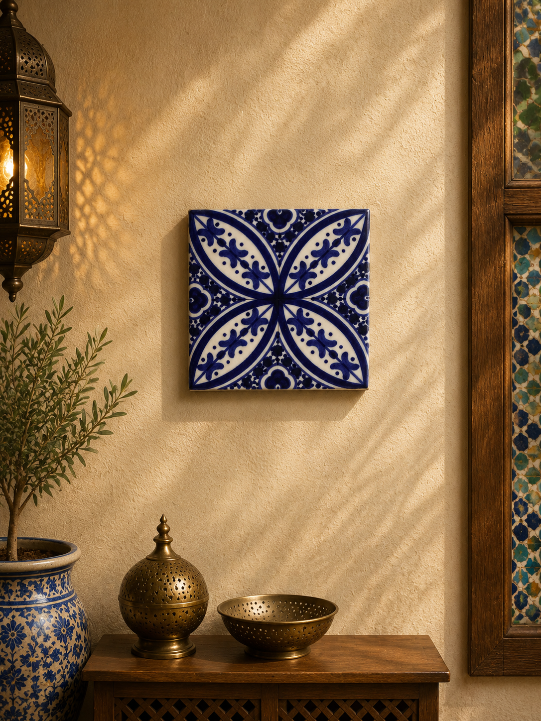 Moroccan Ceramic tiles Hand painted floral tiles 4"x4" 100% Handmade for Bathroom Remodeling and kitchen Projects works wall and ground