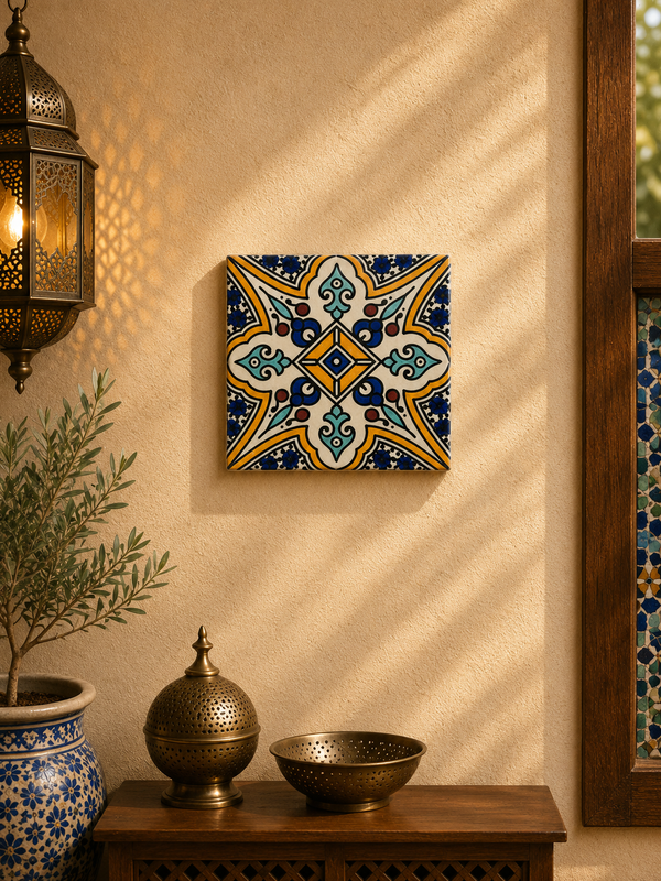 Marrakech Ceramic tiles Hand painted backsplash tiles 4"x4" 100% Handmade for Bathroom Remodeling and kitchen Projects works wall and ground