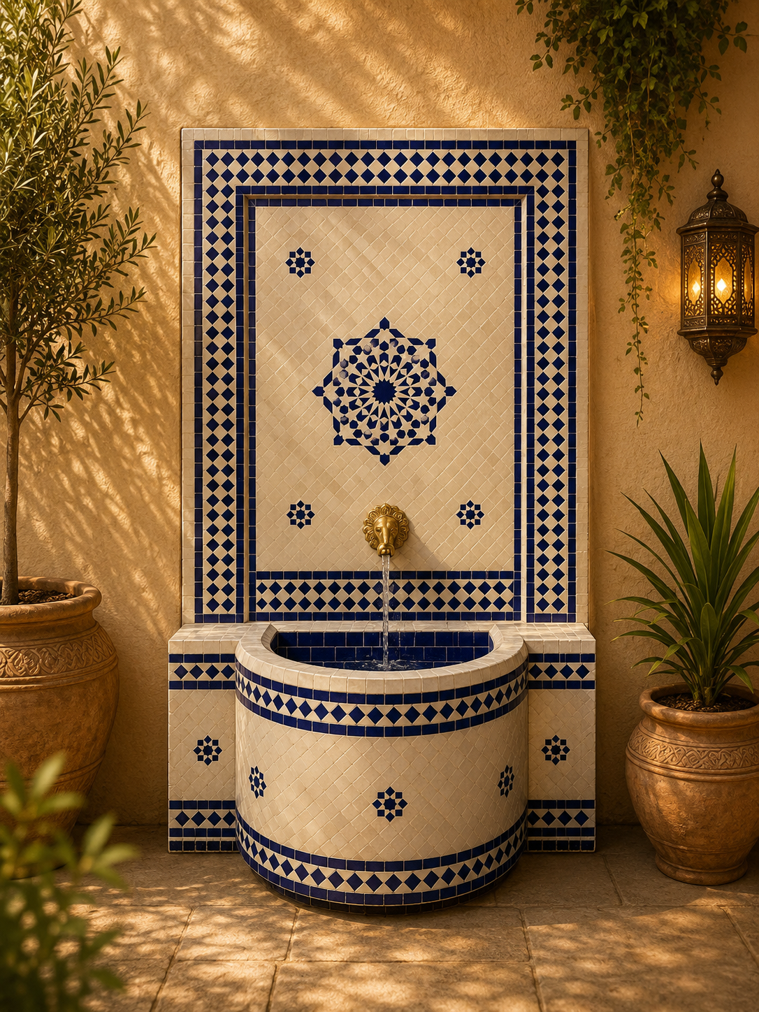 Amazing Mosaic Fountain for Outdoor and Indoor, Mid Century Fountain water inside, Moroccan Mosaic Fountain