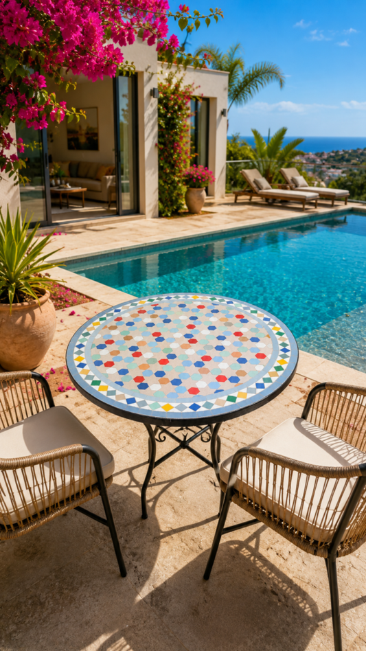 Handmade Moroccan Zellige Mosaic Table — MT0054