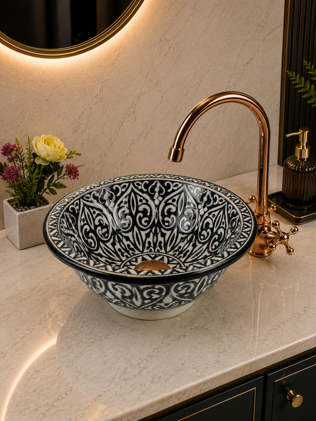 Modern Bathroom black vessel sink - washbasin ceramic 100% handmade minimalist - ceramic basin decor built with mid century modern Flair