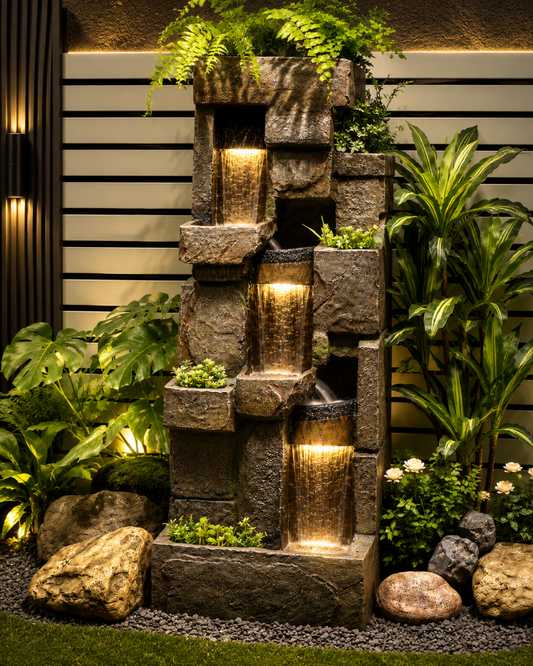Doongara 1.43 Meter Water Wall Cascading with plants