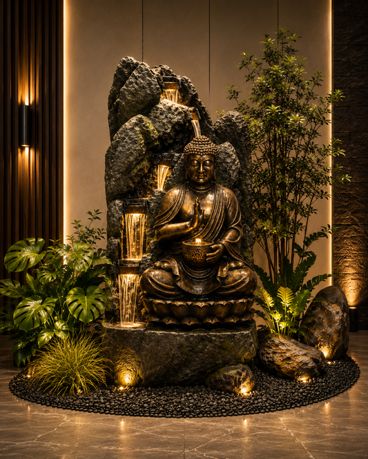 Soul Masterpiece Buddha Water Feature with Rain Effect