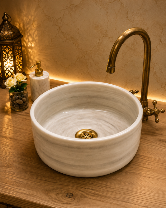 Marrakech sink of white and gray sink made from ceramic 100% handmade hand painted, ceramic sink decor built with mid century modern styling