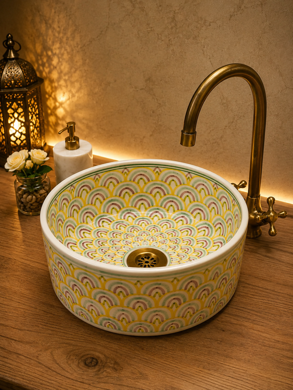 Bathroom vessel sink - modern handmade bathroom - countertop washbasin -  mid century modern styling