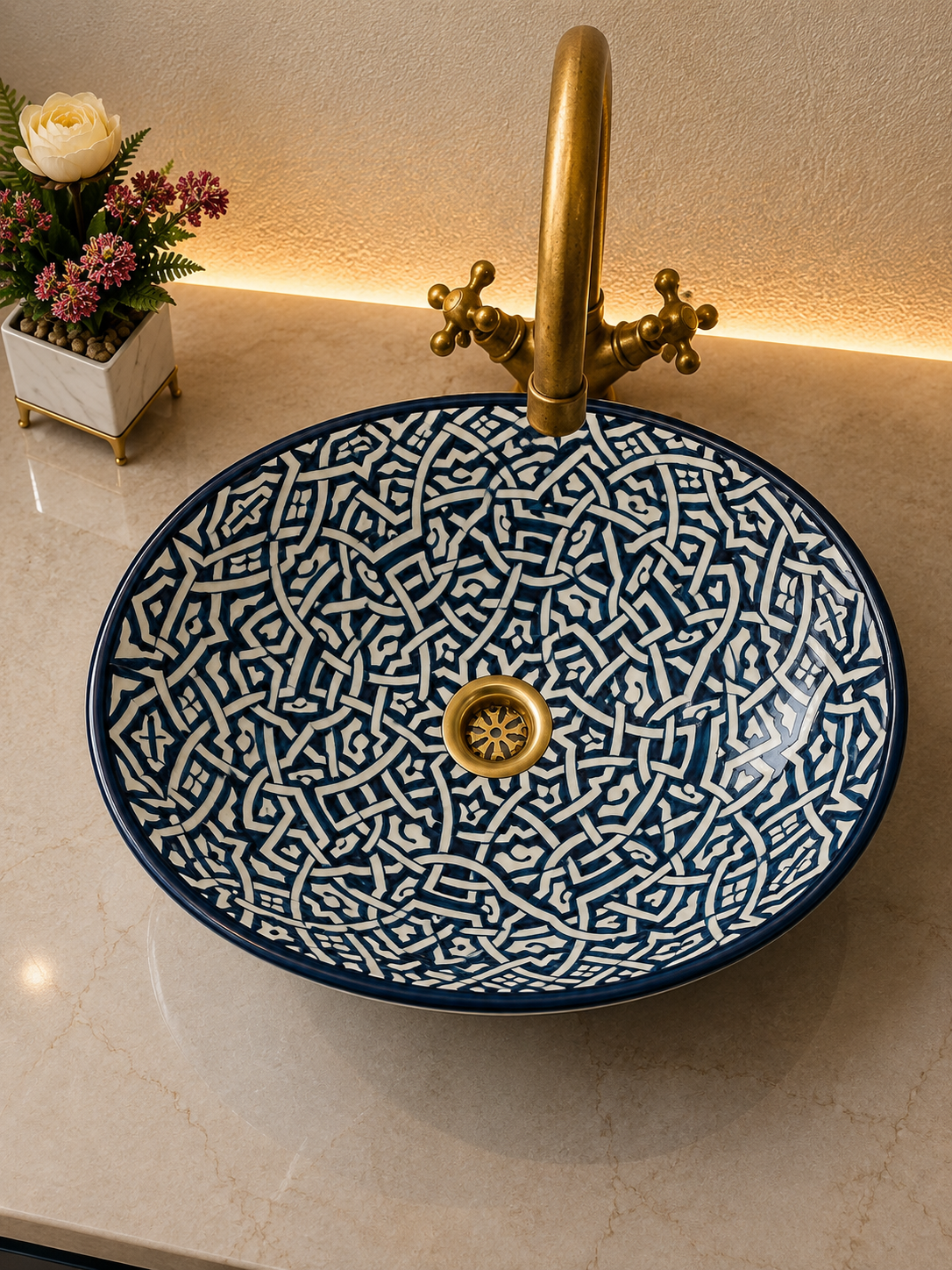 oval bathroom vessel sink - 100% handmade & hand painted - modern ceramic sink decor oval