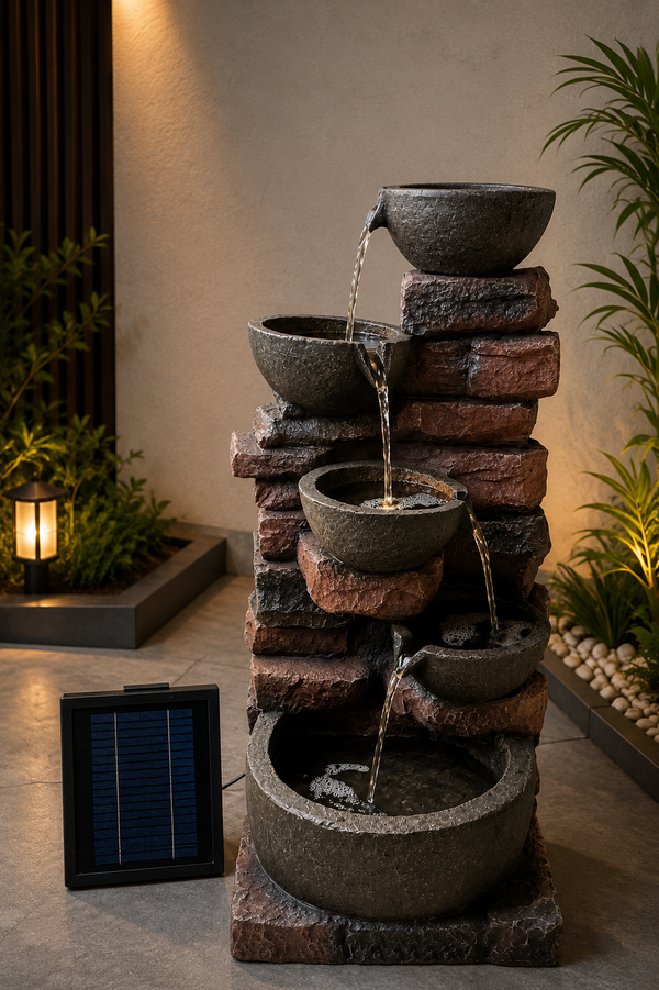 Carolina Brick Style Modern Inspired Solar Fountain Real Look & Feel