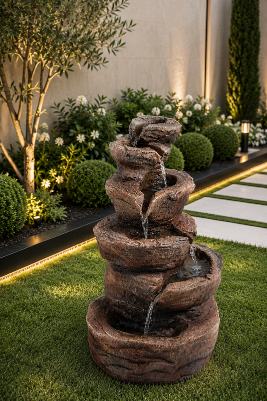 Rochelle Rock Style Nature Inspired Solar Fountain Real Look & Feel
