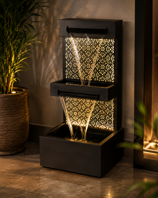 SAN ANDREAS Metal Outdoor & Indoor Water Feature with Lights and Electric Pump