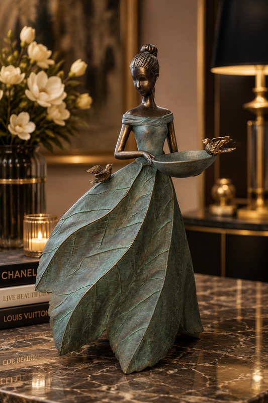 Costadina Elegant Lady in Bronze with Blue Leaves Dress New Collection