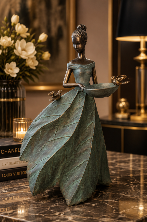 Costadina Elegant Lady in Bronze with Blue Leaves Dress New Collection