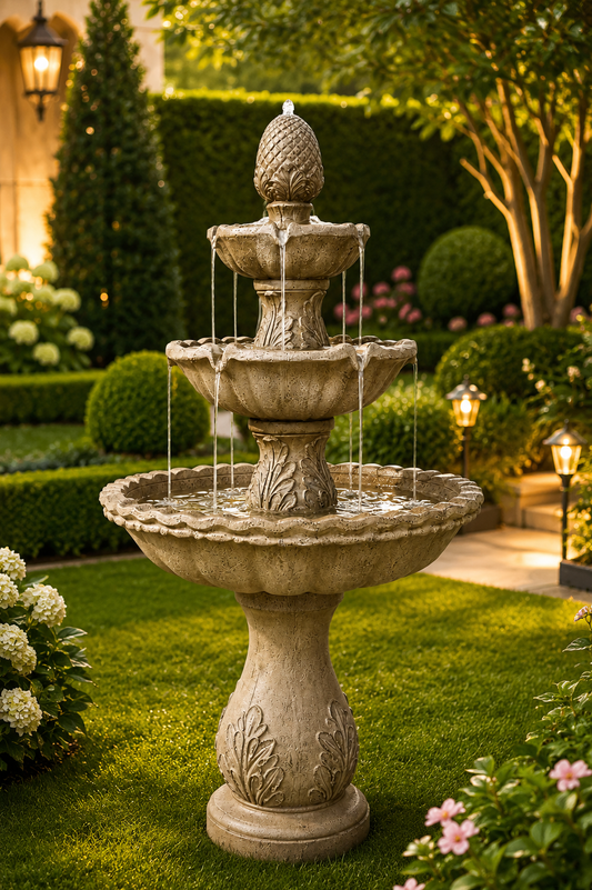 SENTOSA  Stone Effect 3-tiered Solar Water Feature