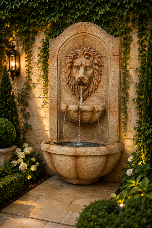 LEON Lion Water Wall Solar Fountain In-house Design Oct 2022