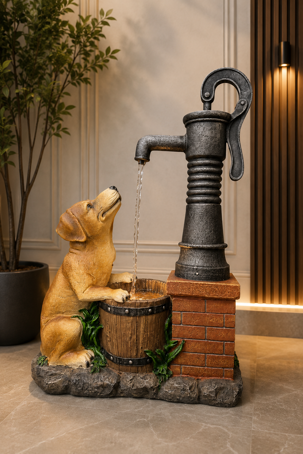 Perrito Dog with Tap Fountain Man's Best Friend Water Feature