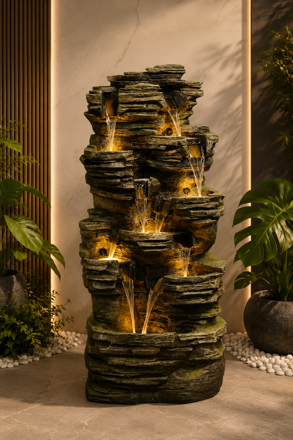 Cima Falls Natural Looking Rock Design Water Feature