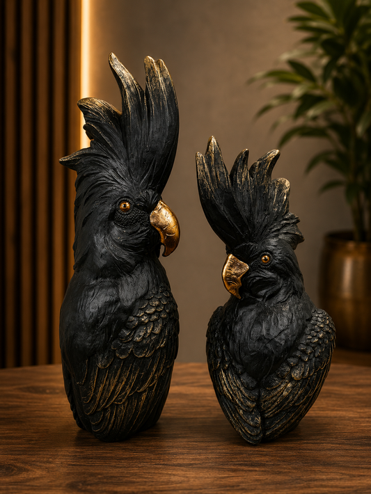 Dark Green with Copper Beaks Cockatoos Real Look Set 2