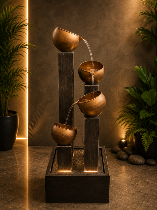 OVIEDO Metal Outdoor & Indoor Water Feature with Lights and Electric Pump