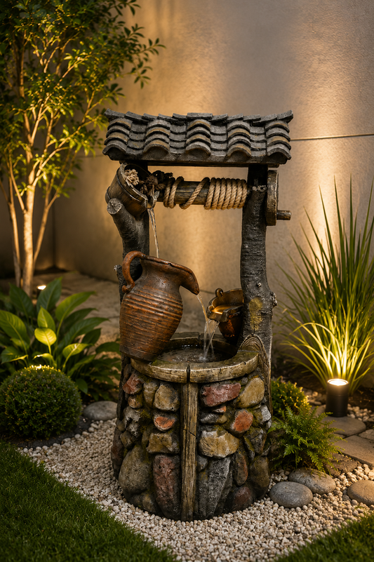Terrazza Extra Large Wishing Well with Lights and Electric Pump Warranty