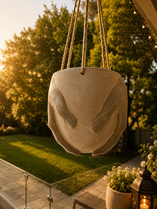 Two Hands Terracotta Clay Effect Hanging Planter Ornament