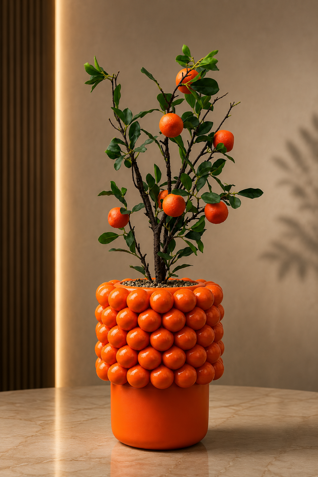 Mandarin Tree complete in Vivid Orange Colour Ceramic Finish