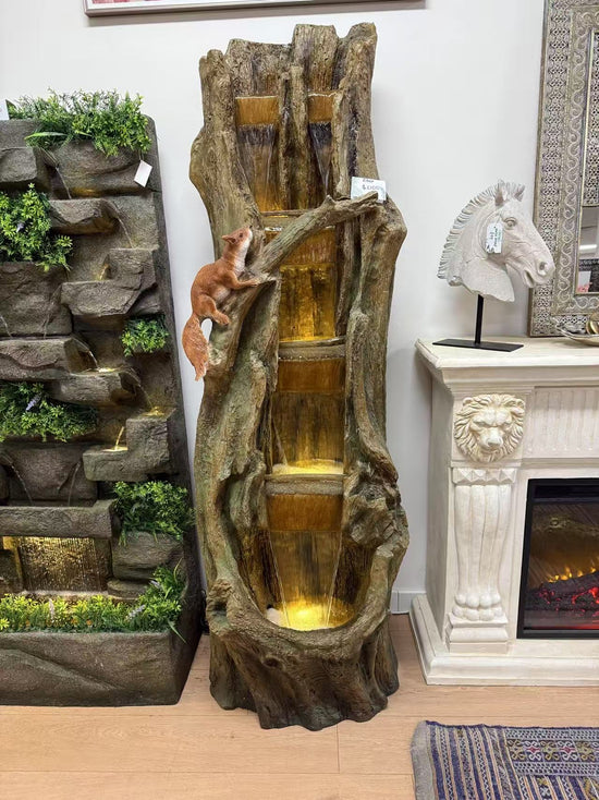 Ebor Tree Trunk Extra Tall Fountain Great Sound and Lights on each level Squirrel