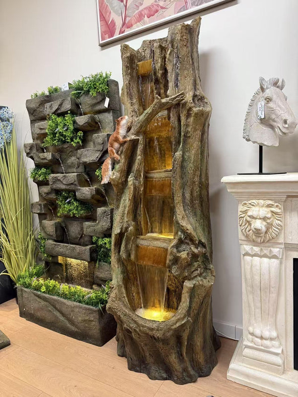 Ebor Tree Trunk Extra Tall Fountain Great Sound and Lights on each level Squirrel