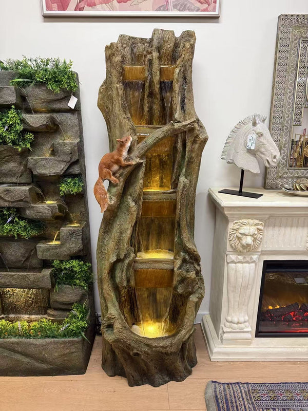 Ebor Tree Trunk Extra Tall Fountain Great Sound and Lights on each level Squirrel