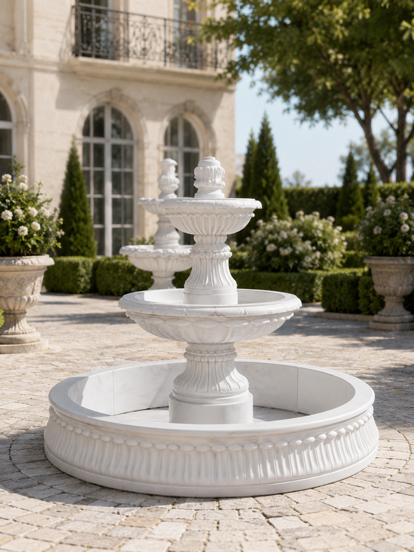 Sovereign Cascade Custom 2-Tier Classic Marble Fountain – 2.5m Tall