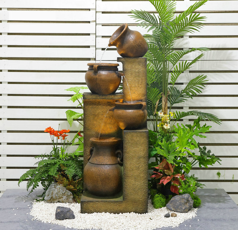 Guyana Traditional Multi-Drop Jug Fountain – Two-Tone Brown