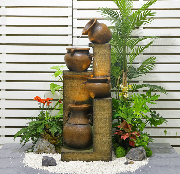 Guyana Traditional Multi-Drop Jug Fountain – Two-Tone Brown