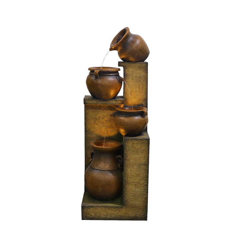 Guyana Traditional Multi-Drop Jug Fountain – Two-Tone Brown