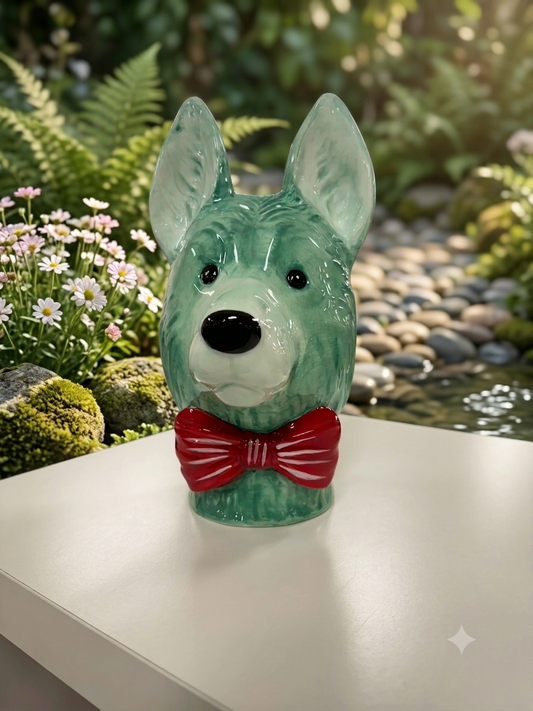GERMAN SHEPHERD HEAD VASE TURQUOISE DOLOMITE PERFECT GIFT COLLECTORS ITEM