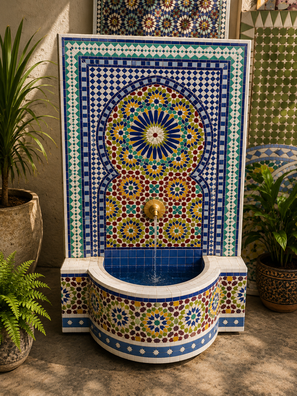 Handcrafted Moroccan Mosaic Tile Water Fountain