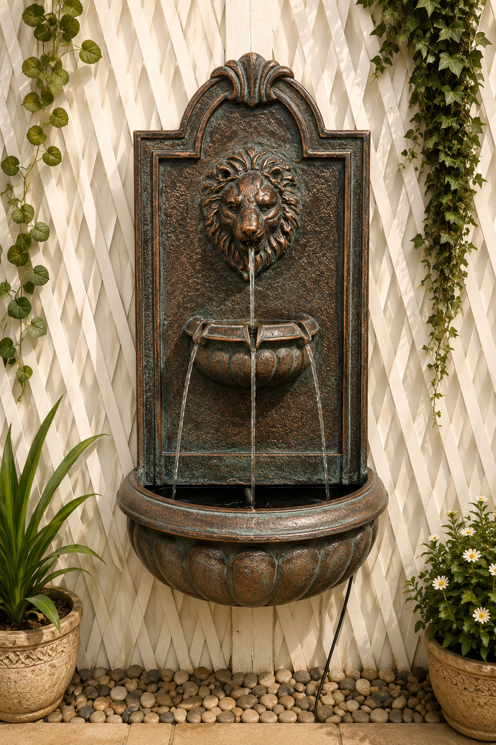 Umbria Lion Head Wall Hanging Water Feature