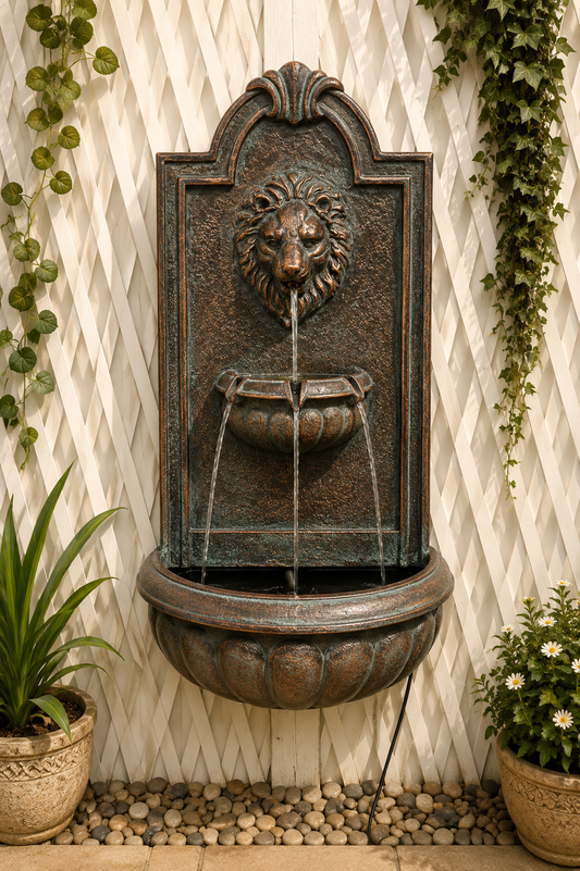 Umbria Lion Head Wall Hanging Water Feature