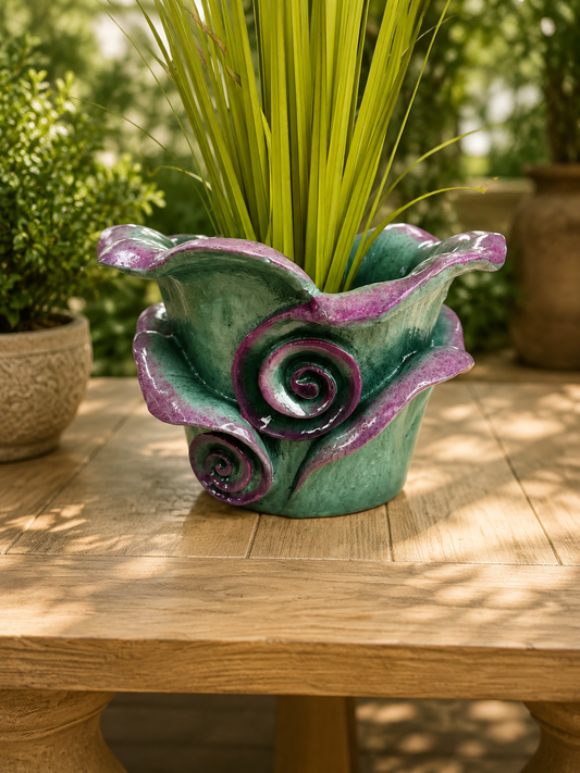 FLEUR HETEROTYPIC FLOWER POT(OUTDOOR), AQUA BLUE/RED, 36*36*23CM