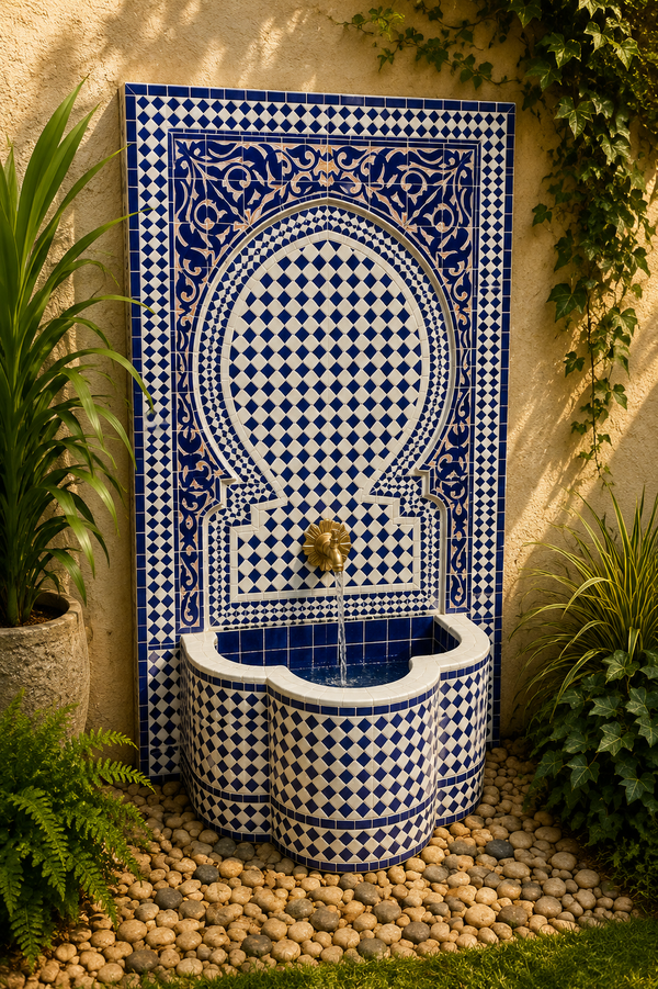 Large Handcrafted Moroccan Tile Water Fountain