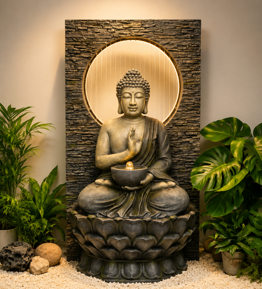 Wisdom Masterpiece Buddha Water Feature with Rain Effect
