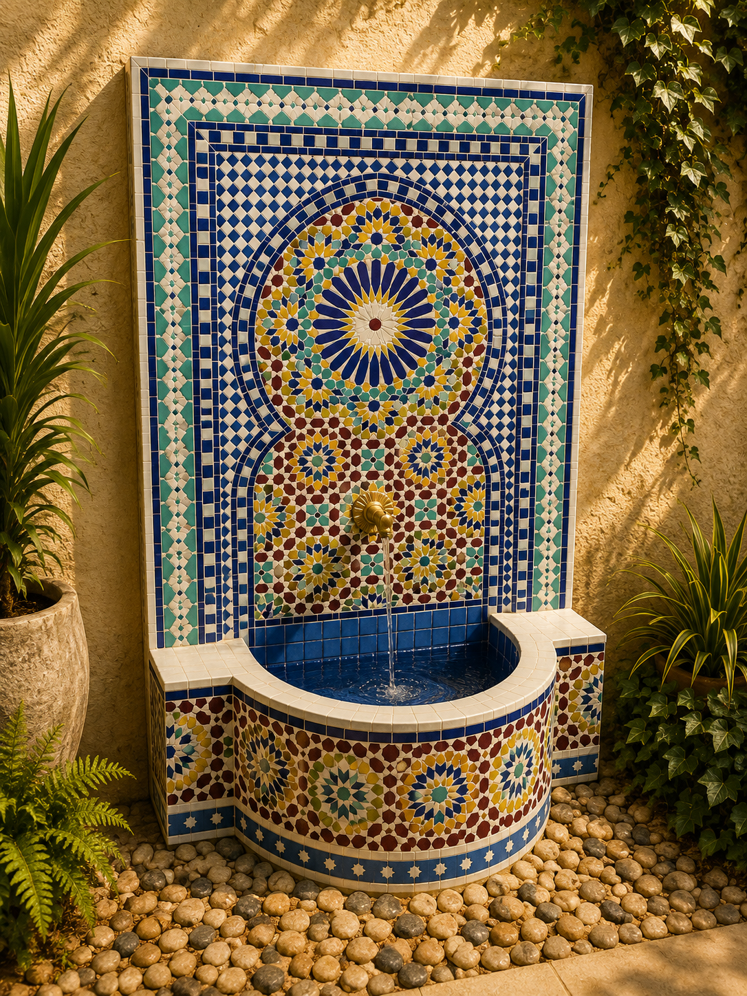 Handcrafted Moroccan Mosaic Tile Water Fountain