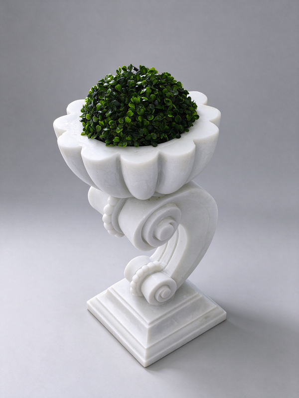 Antorcha Scroll Pedestal Planter with Artificial Topiary