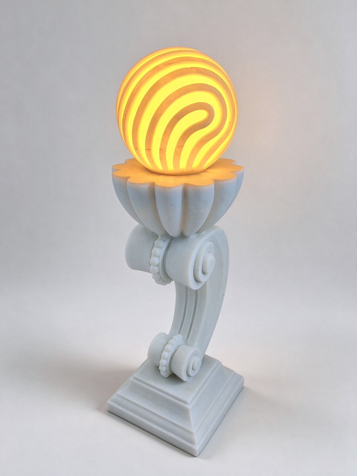 Antorcha Scroll Pedestal Outdoor Light in White