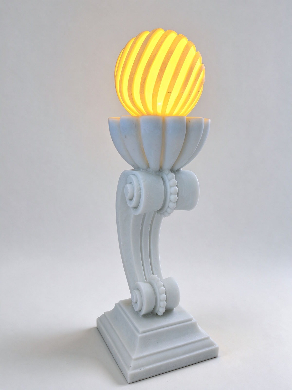 Antorcha Scroll Pedestal Outdoor Light in White