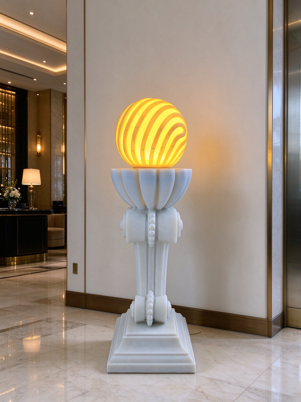 Antorcha Scroll Pedestal Outdoor Light in White
