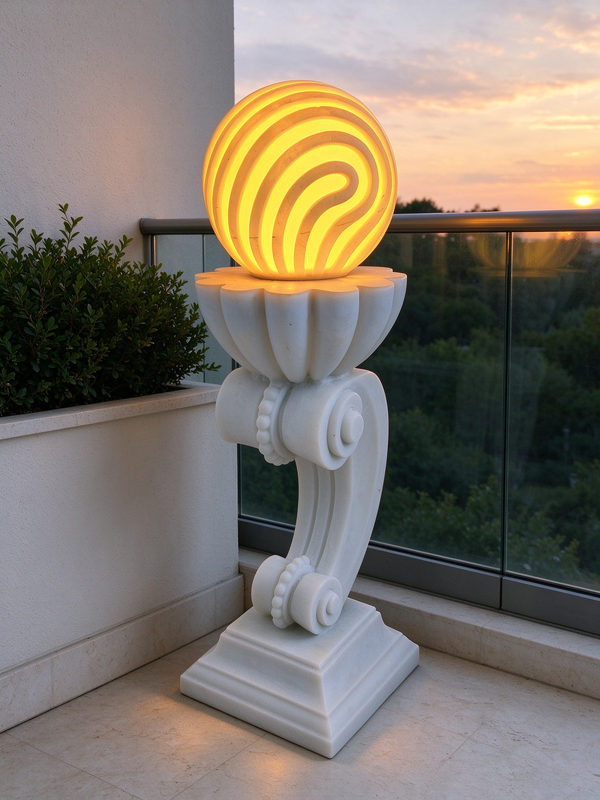 Antorcha Scroll Pedestal Outdoor Light in White