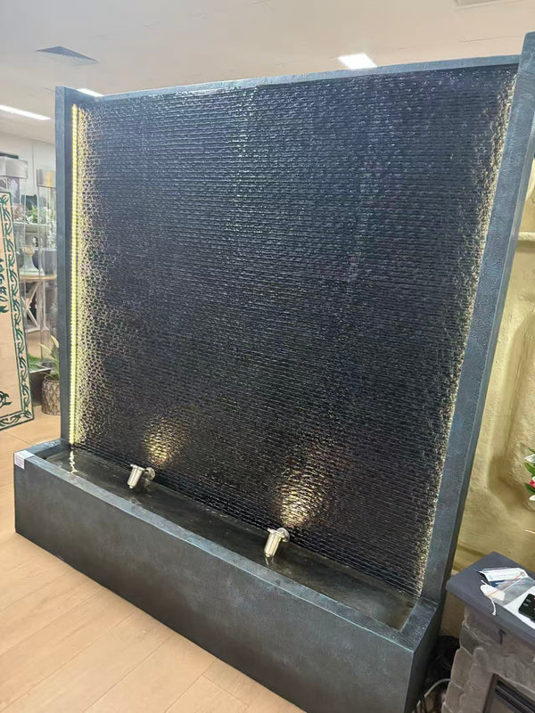 Rio Dominos Granite Look Water Wall Outdoor Black Curtain