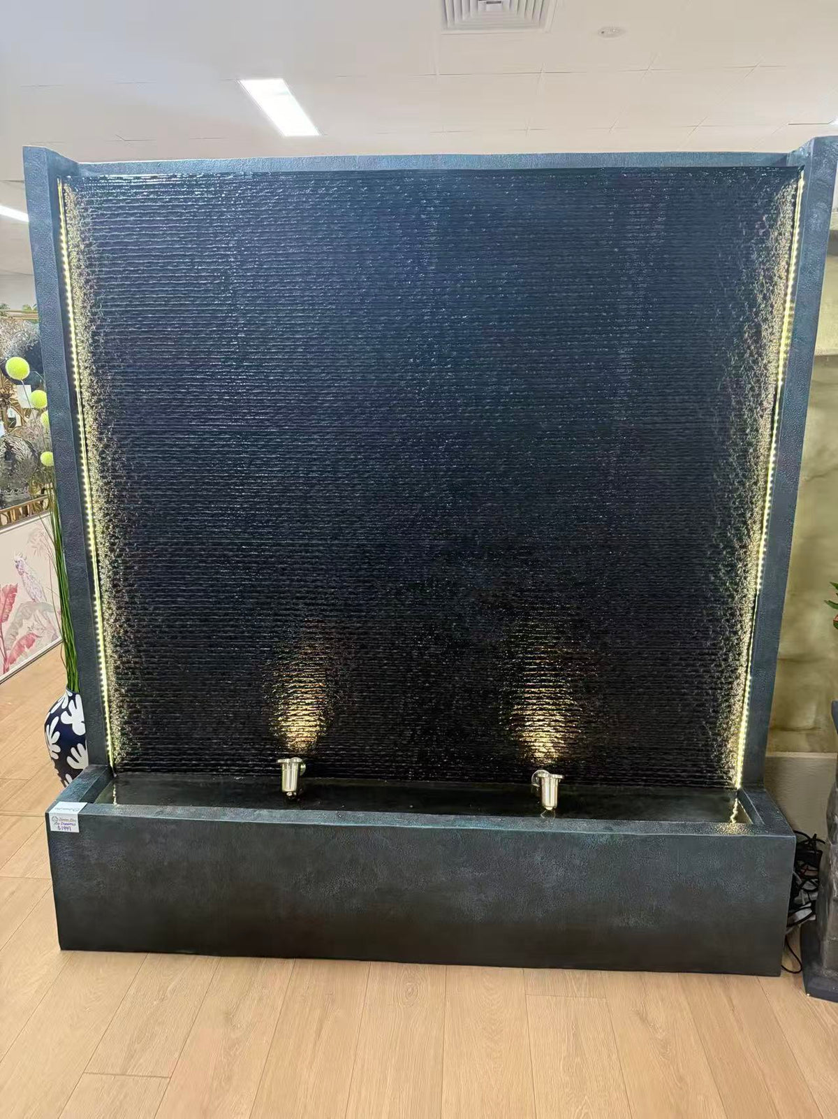 Rio Dominos Granite Look Water Wall Outdoor Black Curtain