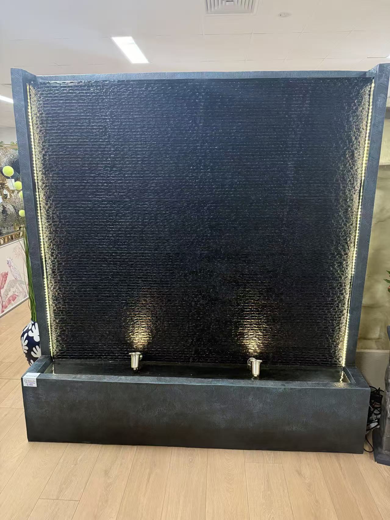 Rio Dominos Granite Look Water Wall Outdoor Black Curtain