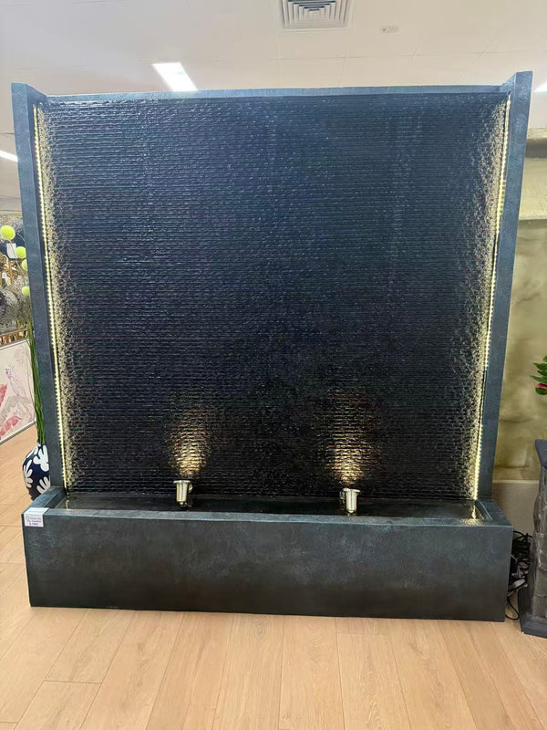 Rio Dominos Granite Look Water Wall Outdoor Black Curtain