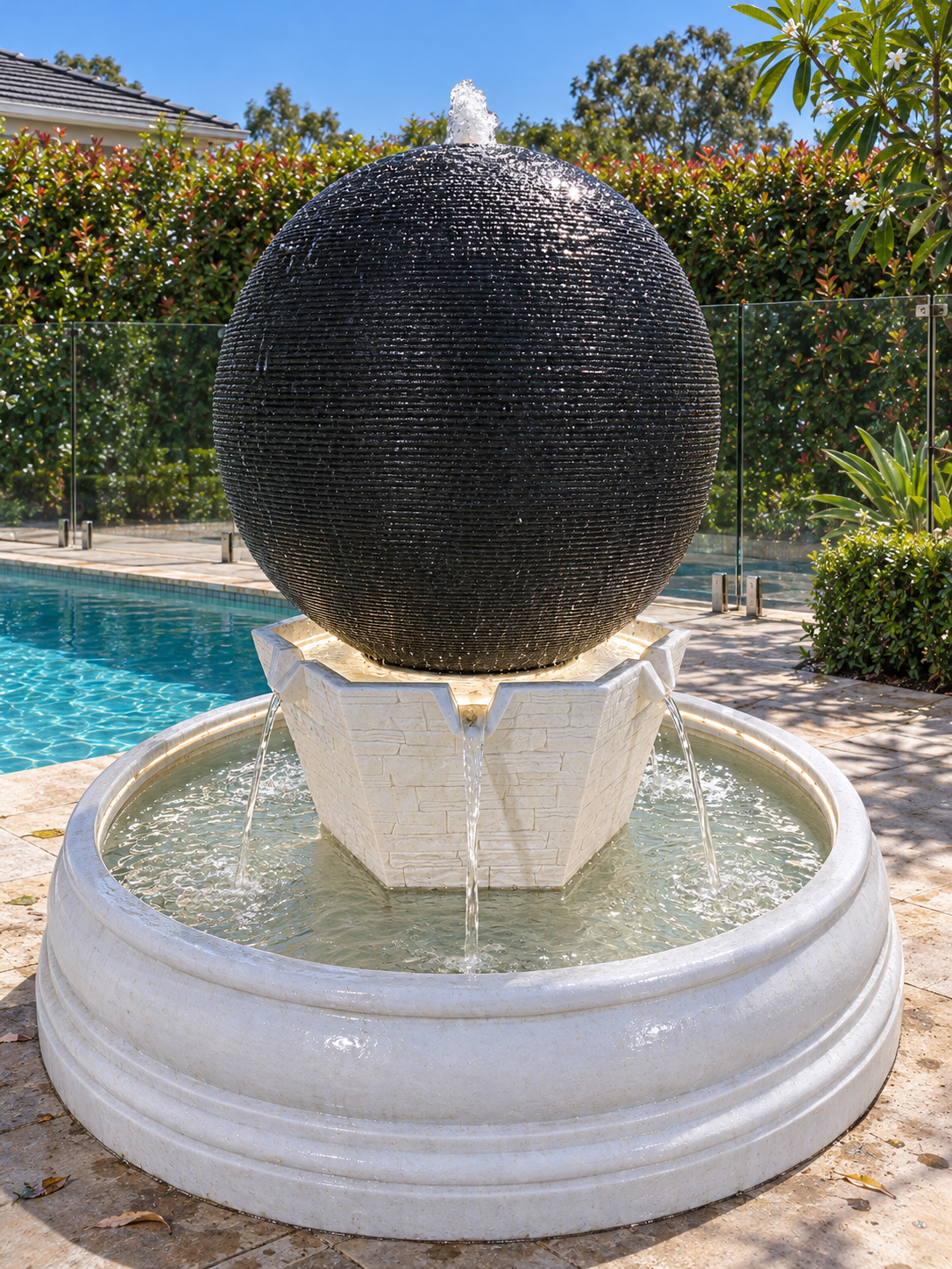 Orbe Grand Sphere Fountain in Black & White